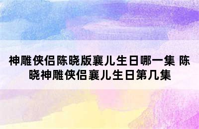 神雕侠侣陈晓版襄儿生日哪一集 陈晓神雕侠侣襄儿生日第几集